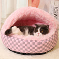 Load image into Gallery viewer, Chequered 2in1 Cat Cave Bed