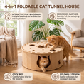 Load image into Gallery viewer, 4-in-1 Foldable Cat Tunnel House – Interactive Hideaway, Scratcher & Play Bed