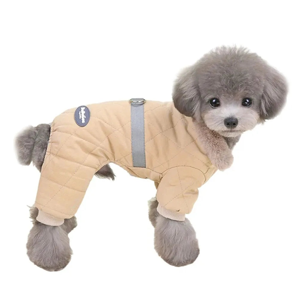 Winter Thick Fleece Dog Snowsuit for Small Dogs Cat Boy Puppy Soft Warm Full Body Jacket Coats with D-Ring 4-Legged Pet Clothes