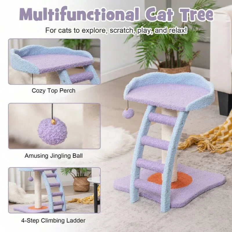 2-Tier Modern Cat Tree Tower Kitten Activity Center With Sisal Scratching Post