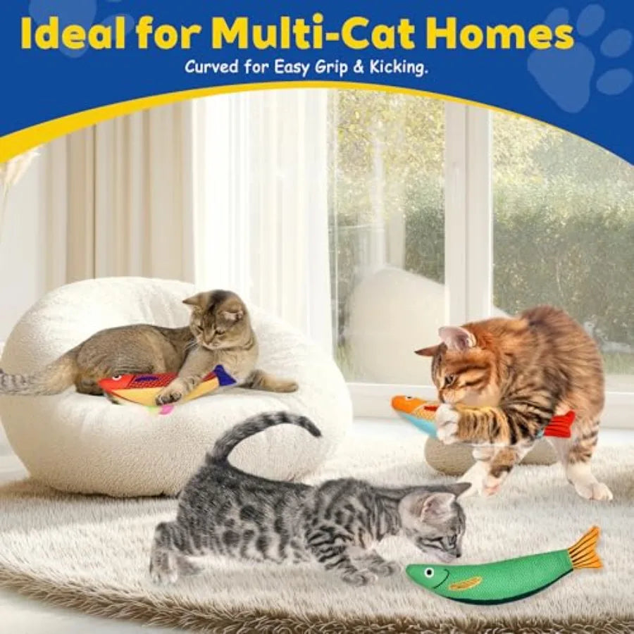 Interactive Cat Toys with Catnip Soft Durable Material Rattle Sound Chew Proof Design for Indoor Cats 3 Pack in Saury Color Sui