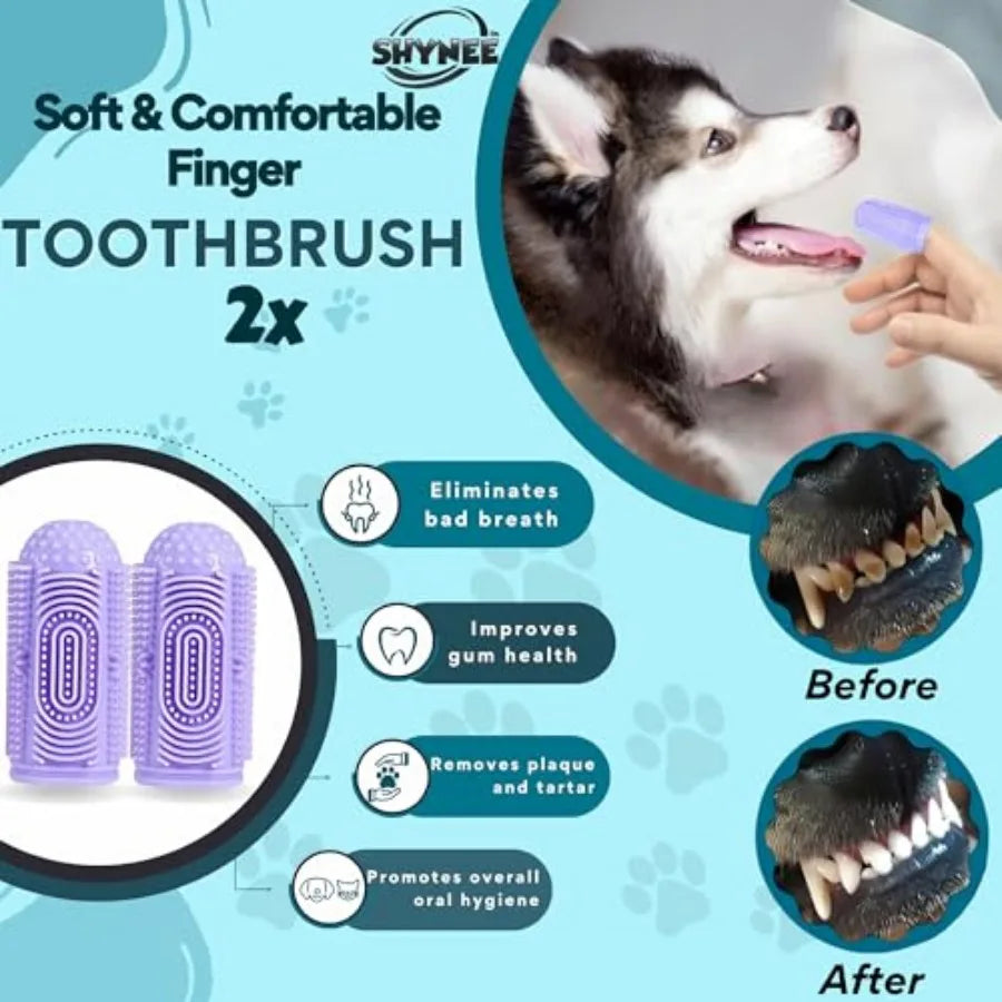 8PCs Dog Grooming Kit - Dog Shampoo Brush Washing Gloves Adjustable Dog Bath Brush Dog Paw Cleaner 2X Toothbrush Dog Scrubber F