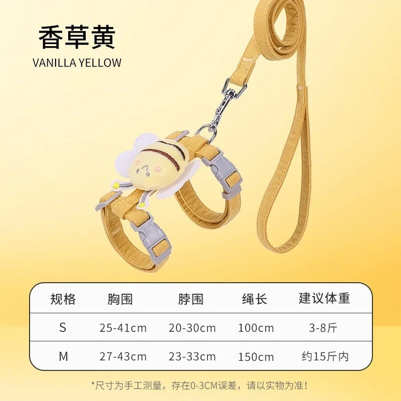 Premium Cat Harness Collar& Little Bee Pet Leash Set Perfect Outdoor Small Dog Vest Pet Supplies Kitten Accessories Puppy Stuff