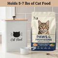 Load image into Gallery viewer, Cat Food Storage Container with Scoop - 5-7 lb (25 Cup) Capacity Metal Cat Food Container with Airtight Bamboo Lid and Metal Sco