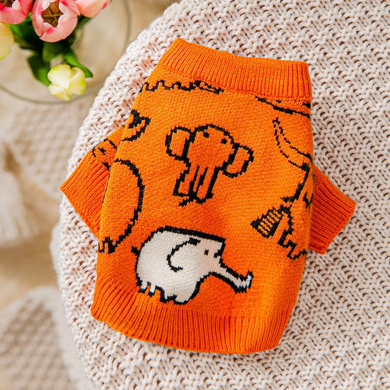 Cute Bear Dog Clothes Striped Autumn Winter Sweater for Dogs Pet Warm Coat Knitted Clothing Chihuahua Dachshund Puppy Pullover