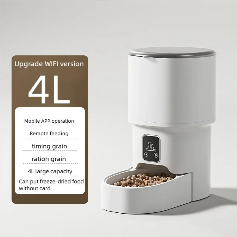 4L Intelligent Pet Feeder WiFi Automatic Food Dispenser Smart Timing Feeding Device With Button Control Pet Feeder