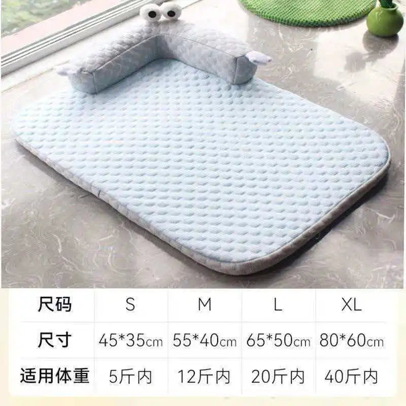Dog Mats All Season Cool Ice Silk Pet Bed Washable Non Slip Breathable Mat for Dogs Cats Indoor Home Daily Use Cozy Soft Pet Bed