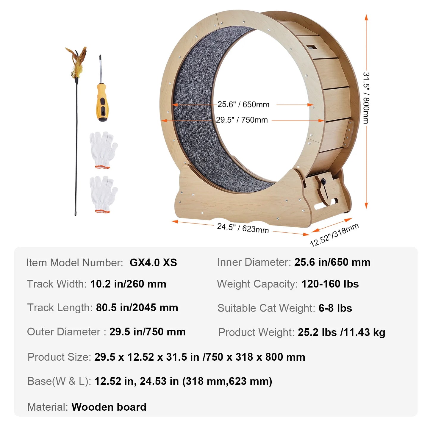 Wooden Cat Exercise Wheel for Indoor Cats of All Sizes