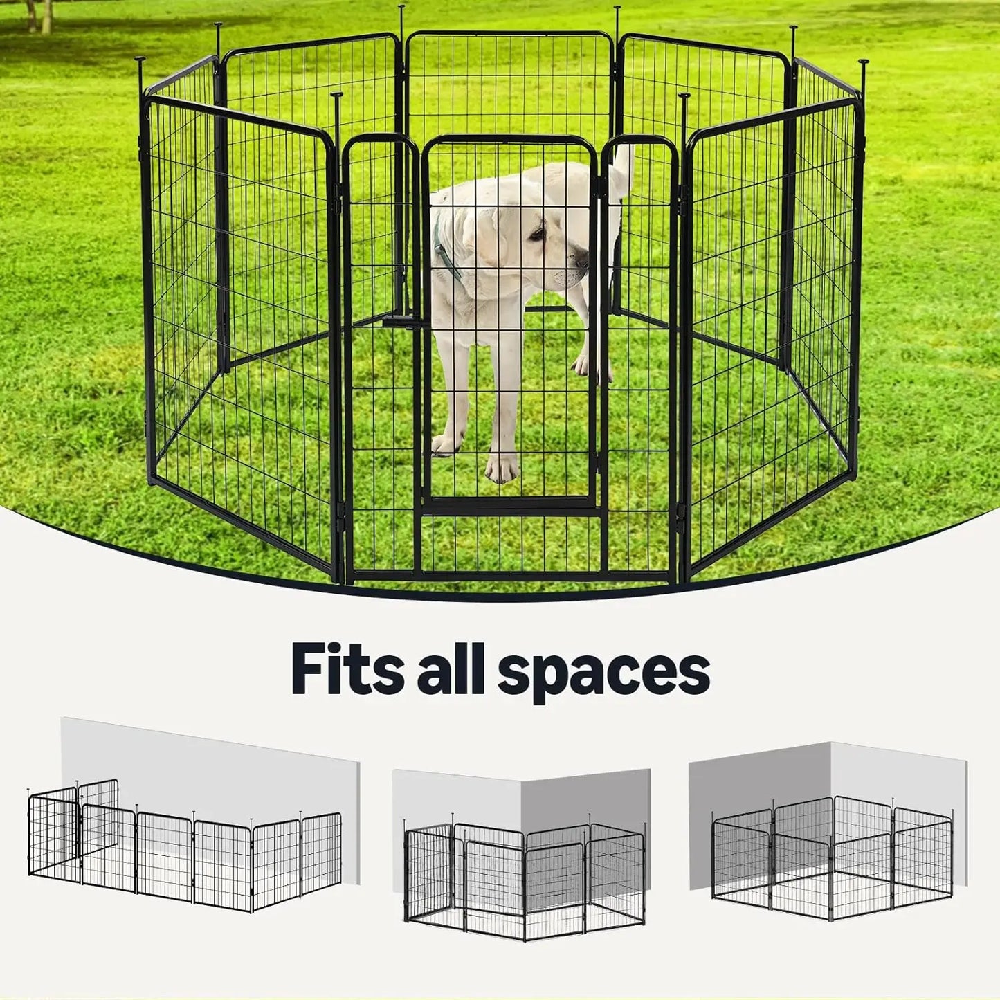 Dog Playpen 8 Panels Metal Fence with Door Foldable for Indoor Outdoor Use 36 Inch Height Black