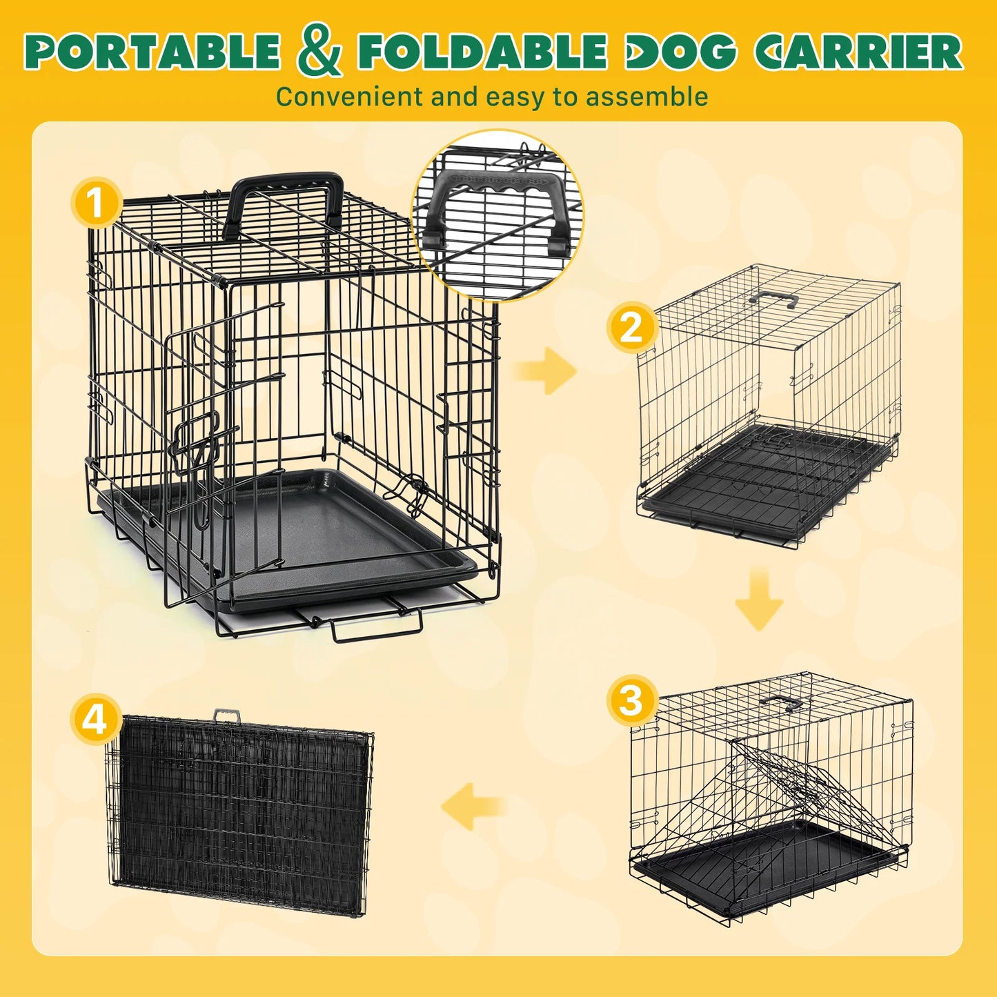 JHK 18 Inch Single Door Dog Crate Metal Pet Kennel with Secure Lock Foldable Removable Tray for Easy Cleaning Portable Puppy Cage for Small Dogs