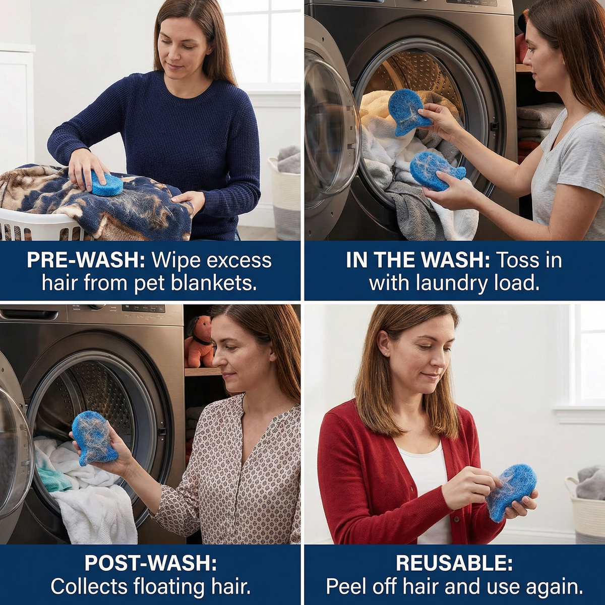 Washing Machine Pet Hair Remover – Sticky Lint Catcher for Dog & Cat Hair