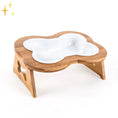 Load image into Gallery viewer, Elevated Ceramic Dog Bowl with Wooden Stand – Paws & Feast

