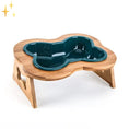 Load image into Gallery viewer, Elevated Ceramic Dog Bowl with Wooden Stand – Paws & Feast
