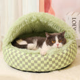 Load image into Gallery viewer, Chequered 2in1 Cat Cave Bed
