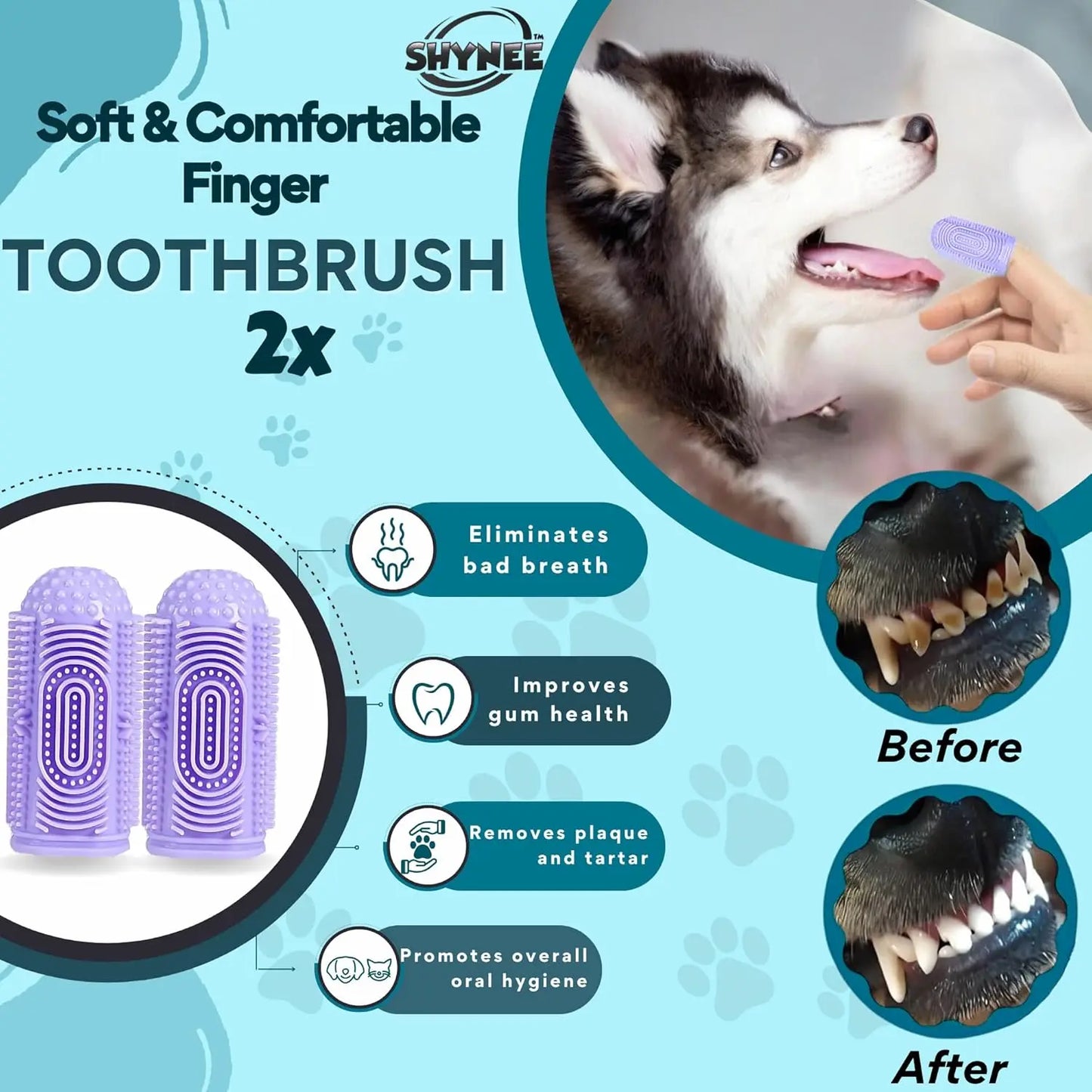 8PCs Dog Grooming Kit with Shampoo Brush, Washing Gloves, Adjustable Bath Brush, Paw Cleaner, Toothbrushes for Pet Care