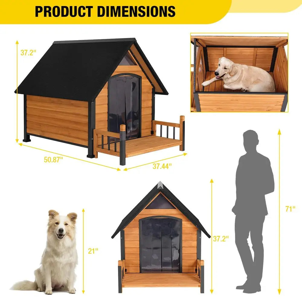 Dog House with AllAround Insulated Liner Weatherproof Puppy Shelter Indoor Dog Kennel, AntiBite Dog Home for Large Breed with P