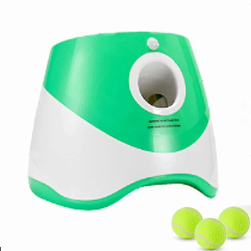 Automatic Tennis Launcher Pet Ball Throw Device 3/6/9m Section + 3 Balls Dog Training