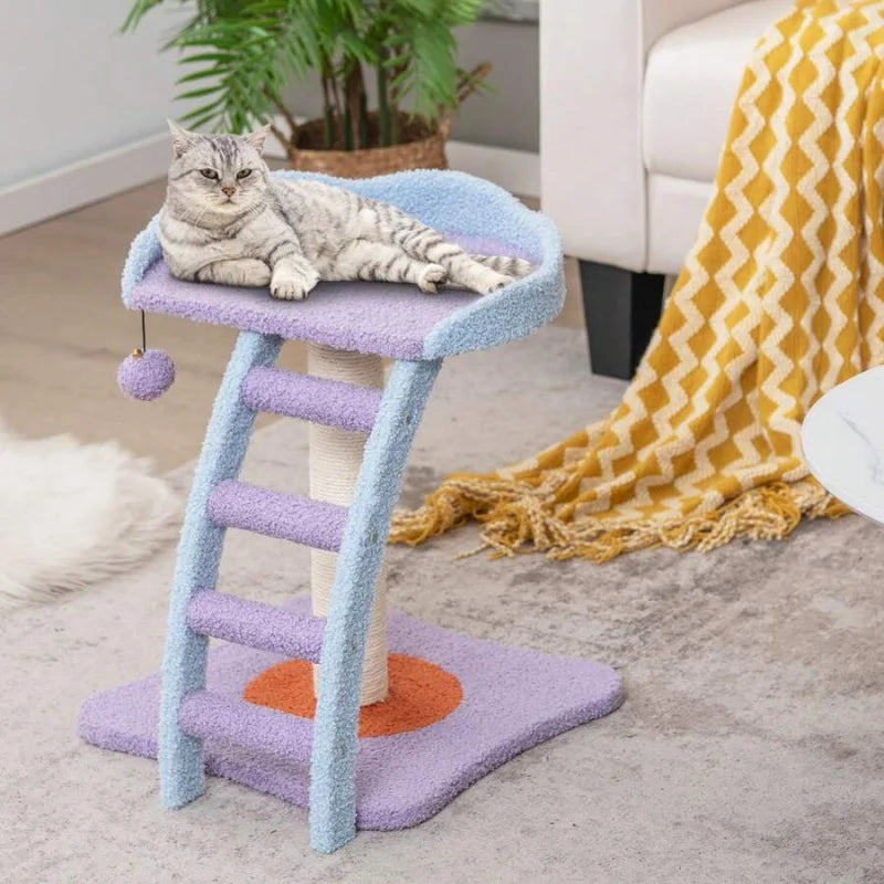 2-Tier Modern Cat Tree Tower Kitten Activity Center With Sisal Scratching Post