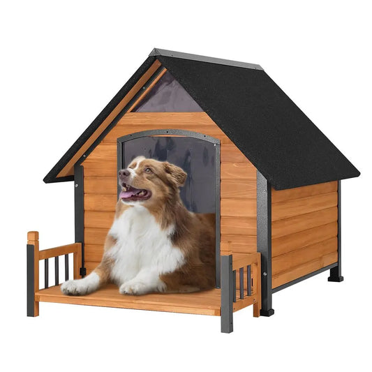 Dog House with AllAround Insulated Liner Weatherproof Puppy Shelter Indoor Dog Kennel, AntiBite Dog Home for Large Breed with P