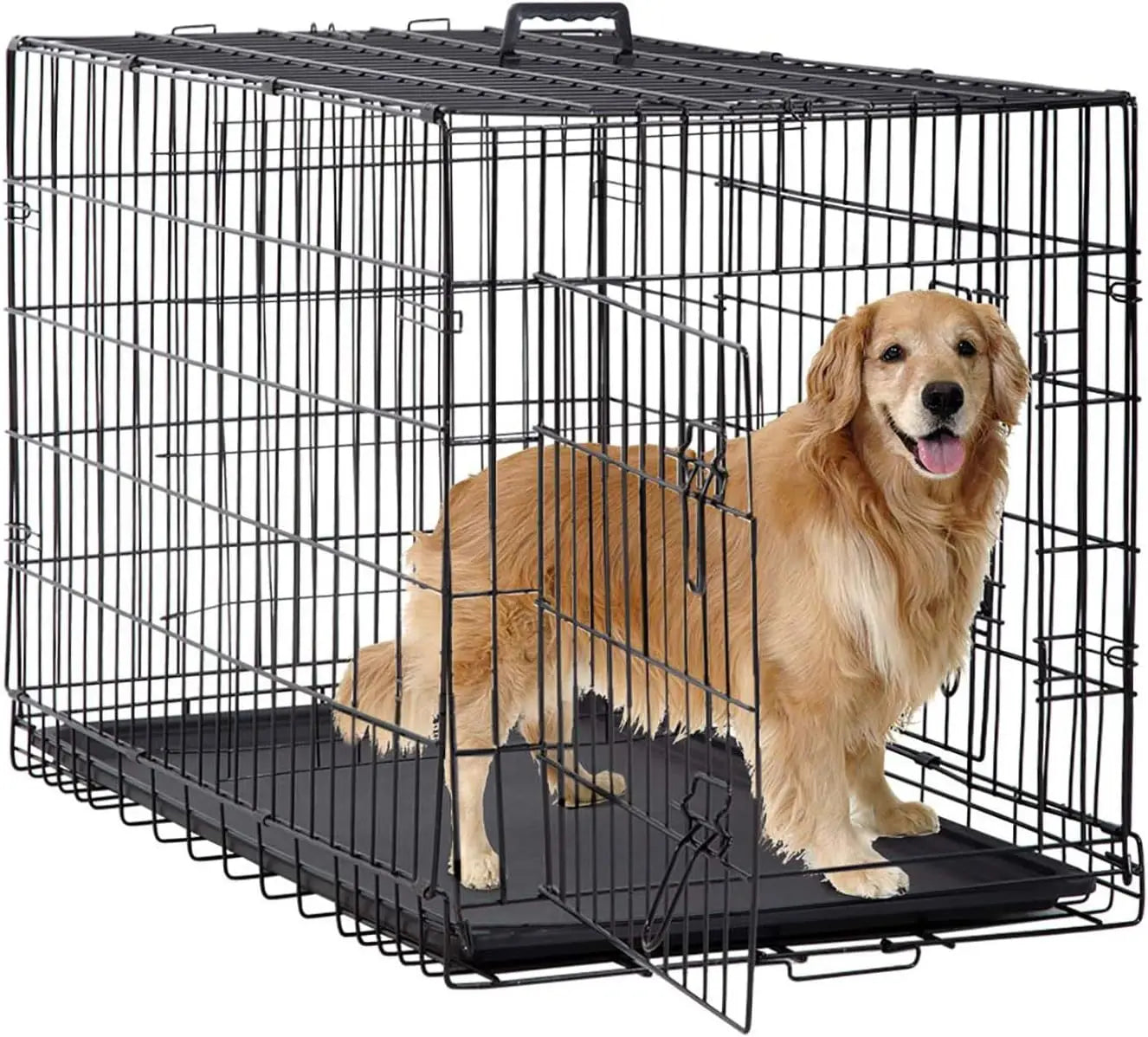 48" Foldable Metal Dog Crate with Double Doors