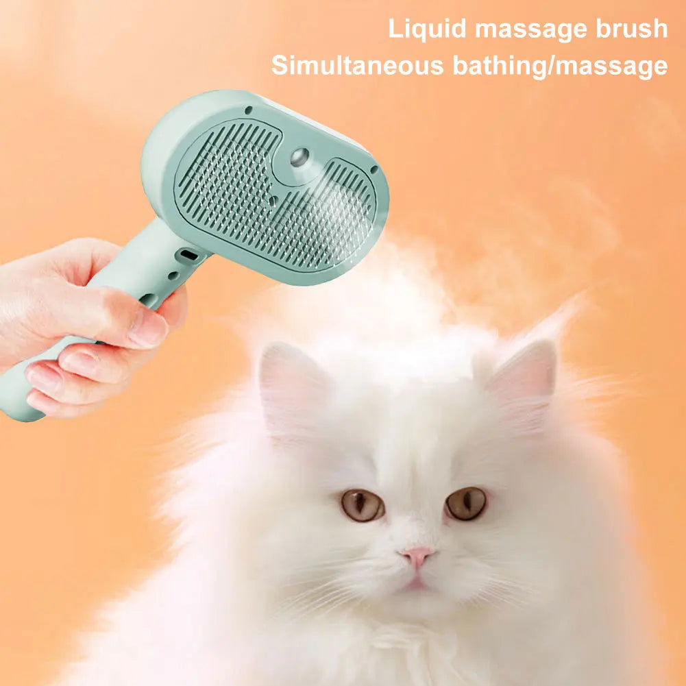 3 in 1 Cat Steam Brush Cat Grooming Brush with Release Button