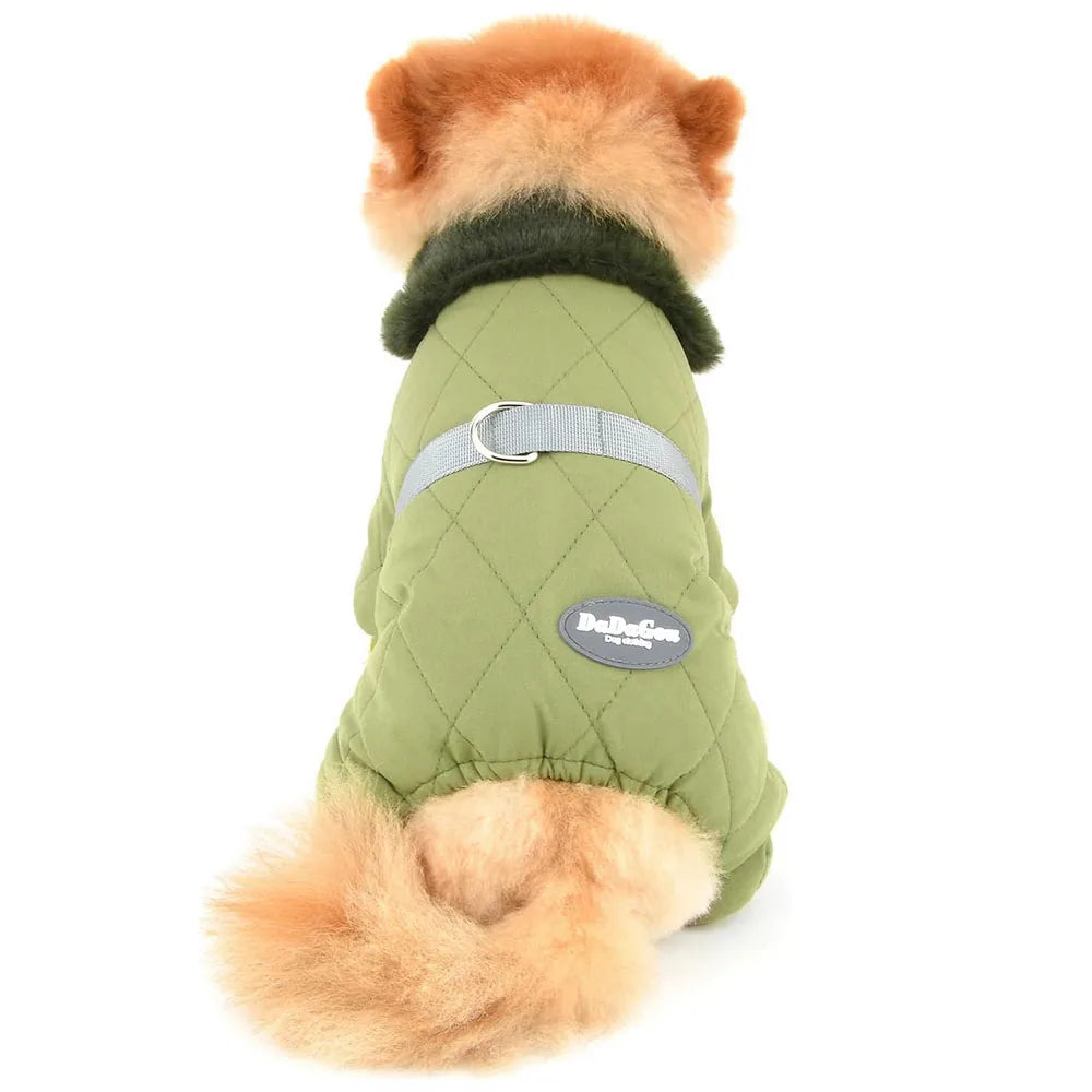 Winter Thick Fleece Dog Snowsuit for Small Dogs Cat Boy Puppy Soft Warm Full Body Jacket Coats with D-Ring 4-Legged Pet Clothes
