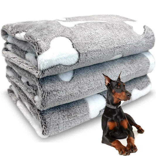 Soft Fluffy High Quality Print Pet Blanket T Cute Bone Model Print Blanket Pet Mat Warm and Comfortable Blanket for Cat Dogs