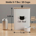 Load image into Gallery viewer, Cat Food Storage Container with Scoop - 5-7 lb (25 Cup) Capacity Metal Cat Food Container with Airtight Bamboo Lid and Metal Sco
