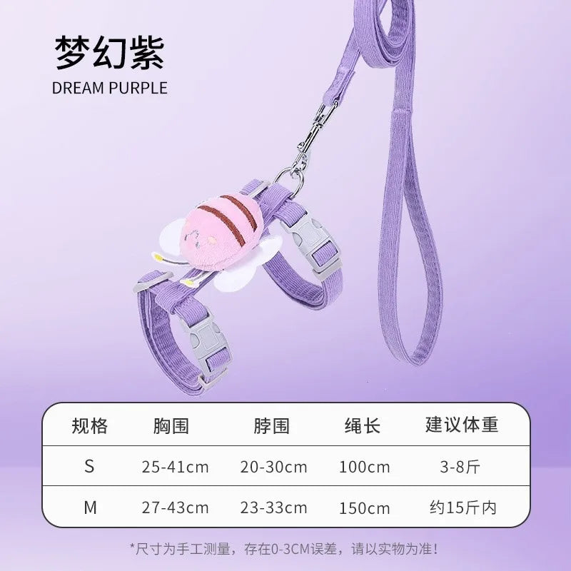 Premium Cat Harness Collar& Little Bee Pet Leash Set Perfect Outdoor Small Dog Vest Pet Supplies Kitten Accessories Puppy Stuff