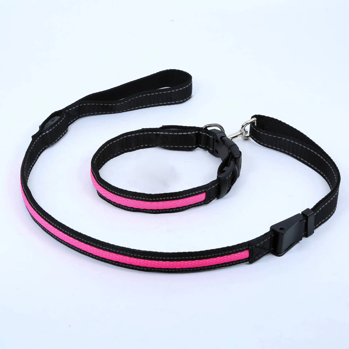 USB charging luminous dog collar, LED waterproof pet collar, dual color mesh dog neck, gold fur, night time anti loss