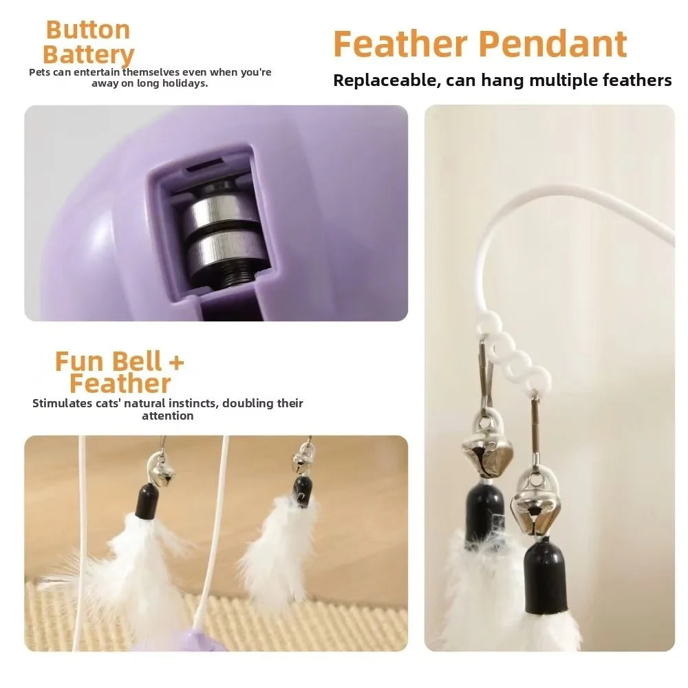 Interactive Cat Toy Pet Enrichment Teaser Wand Automatic Teasing Cat Toy Electric Cat Teaser Wand For Indoor Cats