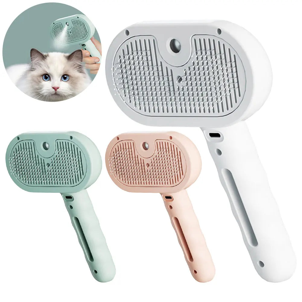 3 in 1 Cat Steam Brush Cat Grooming Brush with Release Button