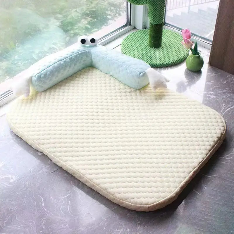 Breathable and non-stuffy dog bed, universal summer sponge dog bed, dog mat for heatstroke prevention, moisture absorption, deta