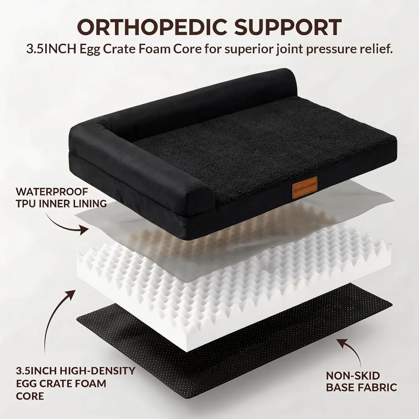 Orthopedic XL Dog Bed 48''X30'', Waterproof L-Shaped Sofa with Removable Cover