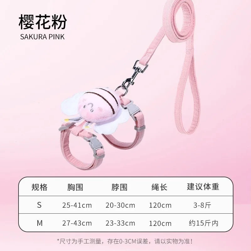 Premium Cat Harness Collar& Little Bee Pet Leash Set Perfect Outdoor Small Dog Vest Pet Supplies Kitten Accessories Puppy Stuff