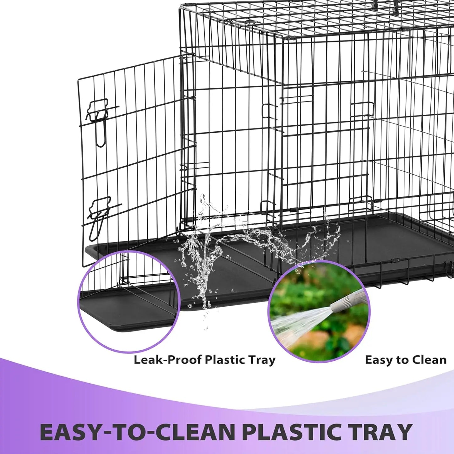 48" Foldable Metal Dog Crate with Double Doors