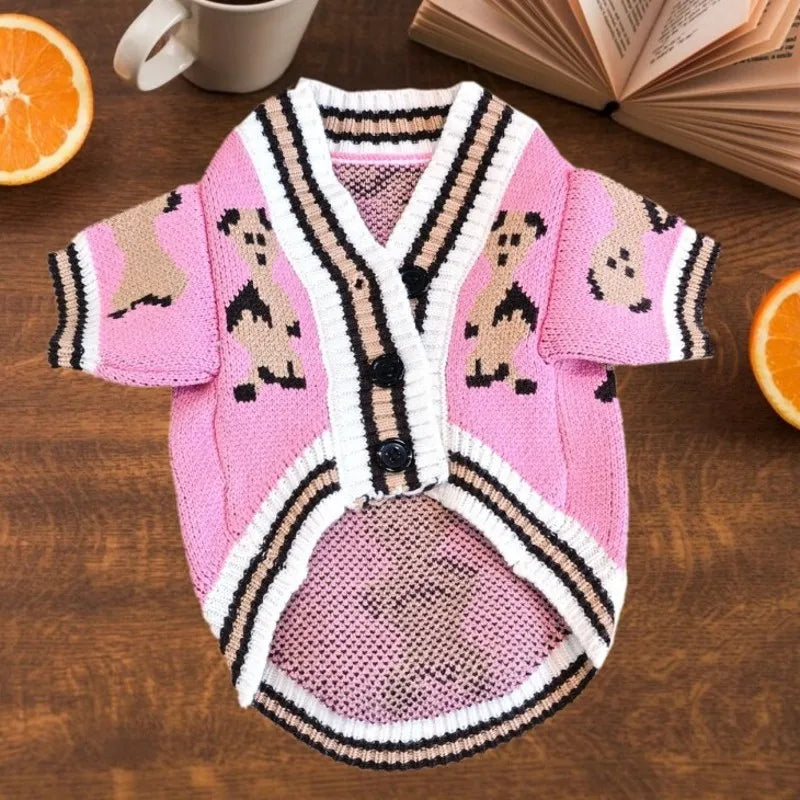 Cute Bear Dog Clothes Striped Autumn Winter Sweater for Dogs Pet Warm Coat Knitted Clothing Chihuahua Dachshund Puppy Pullover