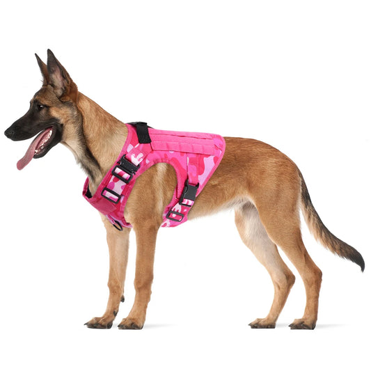Military Pink Camouflage Dog Harness For Large & Medium Dogs