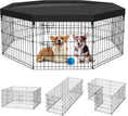 Load image into Gallery viewer, Foldable Dog Playpen 8 Panels 24" Indoor Outdoor Metal Wire Pet Enclosure with Bottom Pad & Top Cover

