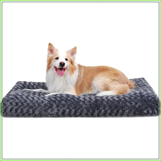 Washable Plush Dog Bed with Non-Slip Bottom, 35x23in, Dark Grey, for Medium to Large Dogs