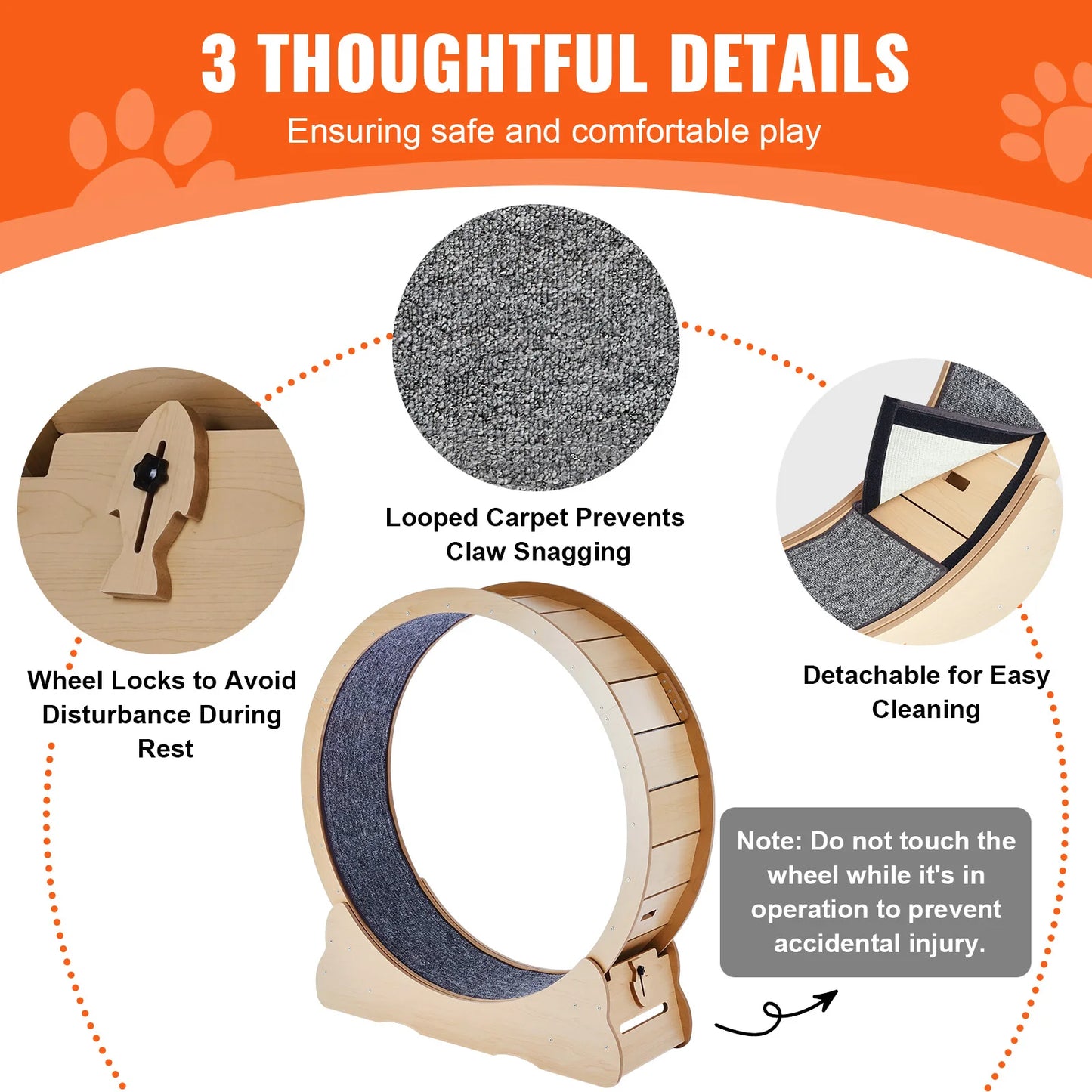 Wooden Cat Exercise Wheel for Indoor Cats of All Sizes