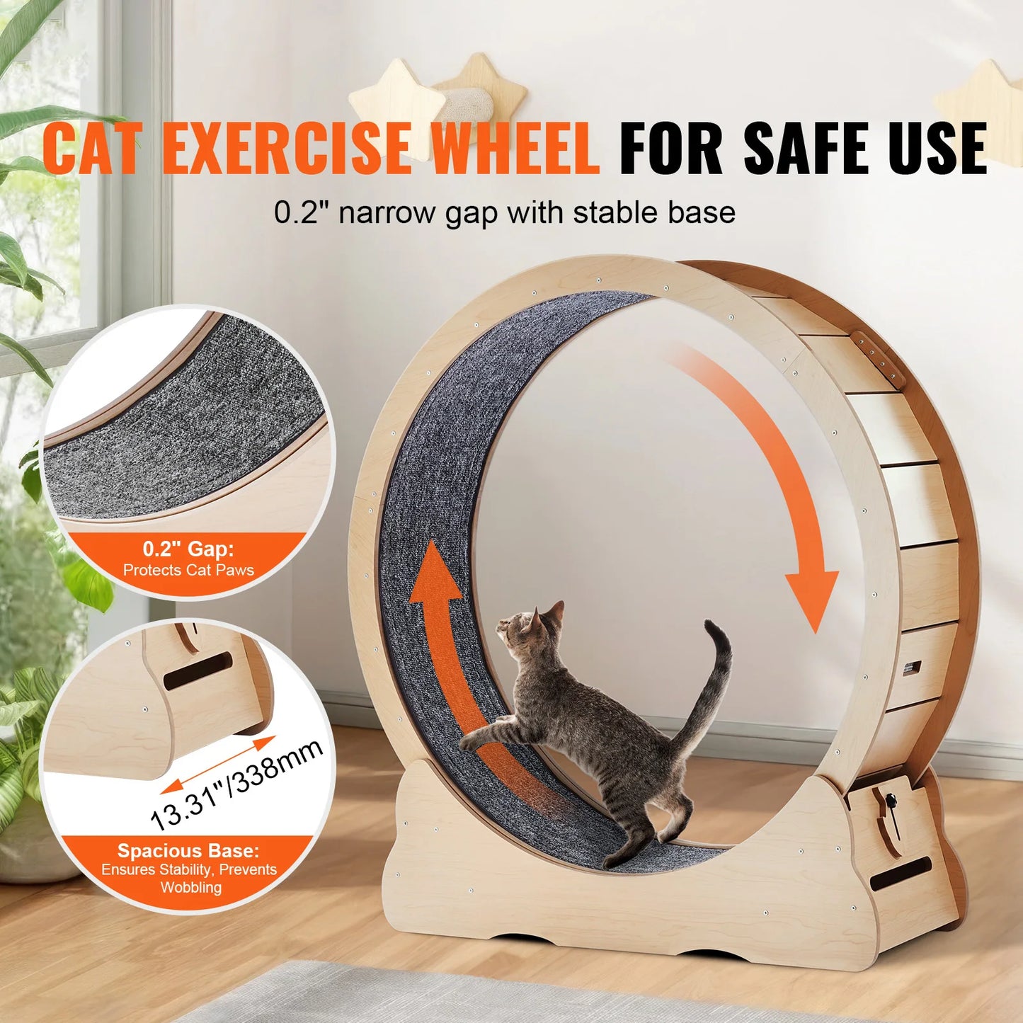 Wooden Cat Exercise Wheel for Indoor Cats of All Sizes