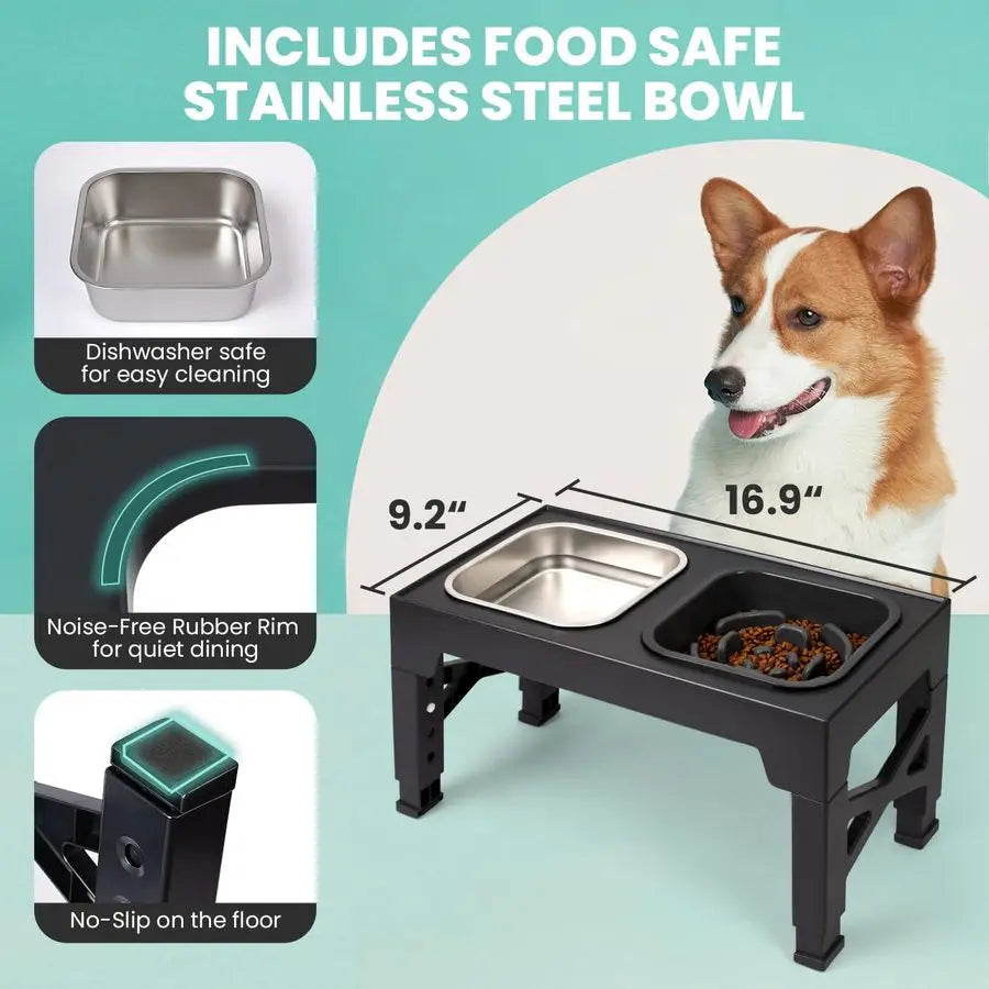 Raised Dog Bowls that Adjusts to 5 Heights