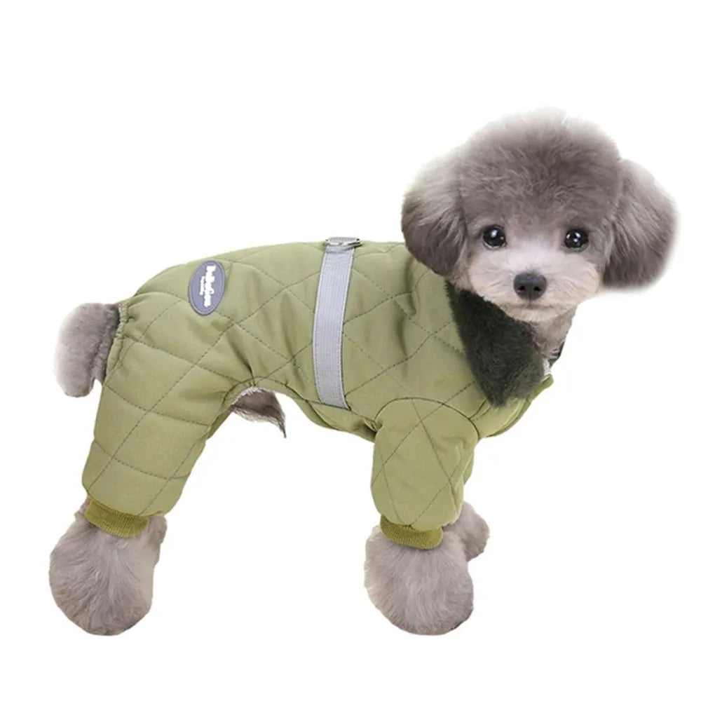 Winter Thick Fleece Dog Snowsuit for Small Dogs Cat Boy Puppy Soft Warm Full Body Jacket Coats with D-Ring 4-Legged Pet Clothes