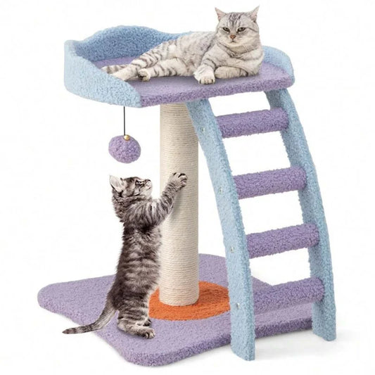 2-Tier Modern Cat Tree Tower Kitten Activity Center With Sisal Scratching Post