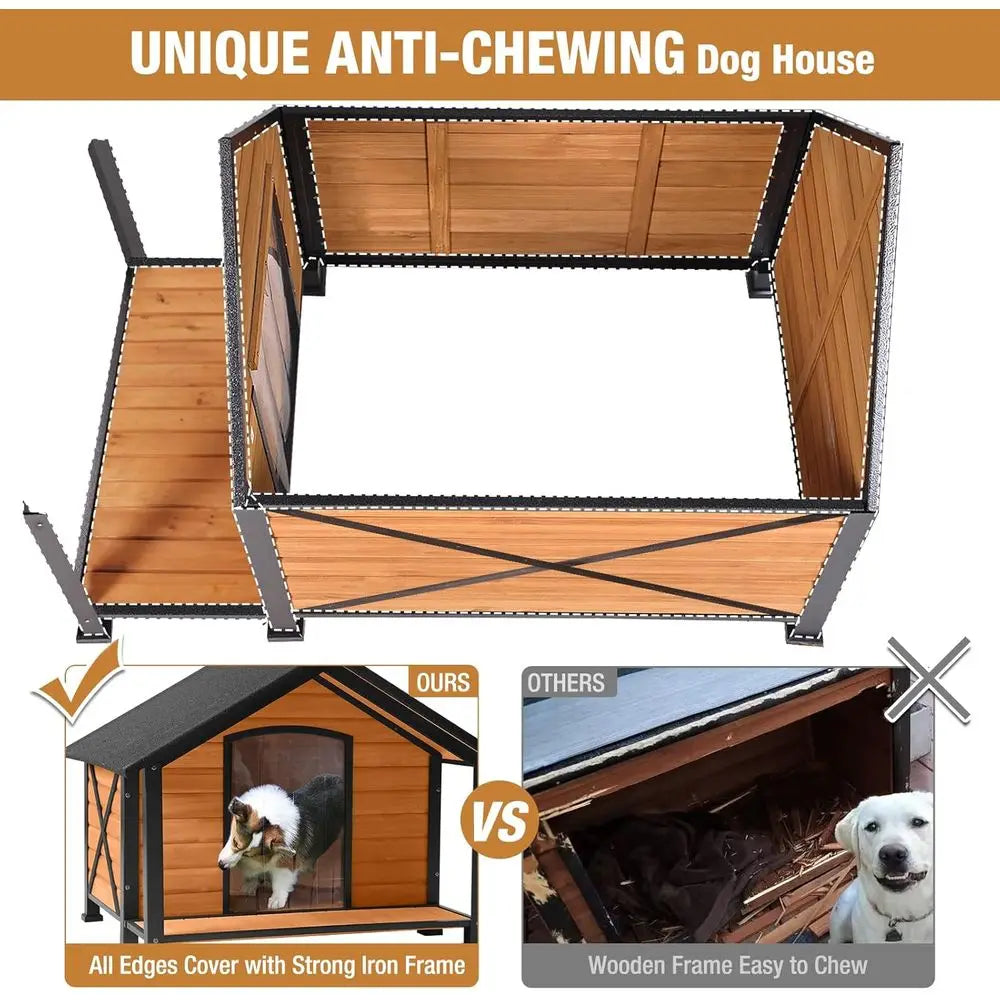 Dog House Outdoor & Indoor, Dog Kennel or Winter, Insulated Puppy Shelter or Small & Medium & Large Dogs,Unique All-Around Iron