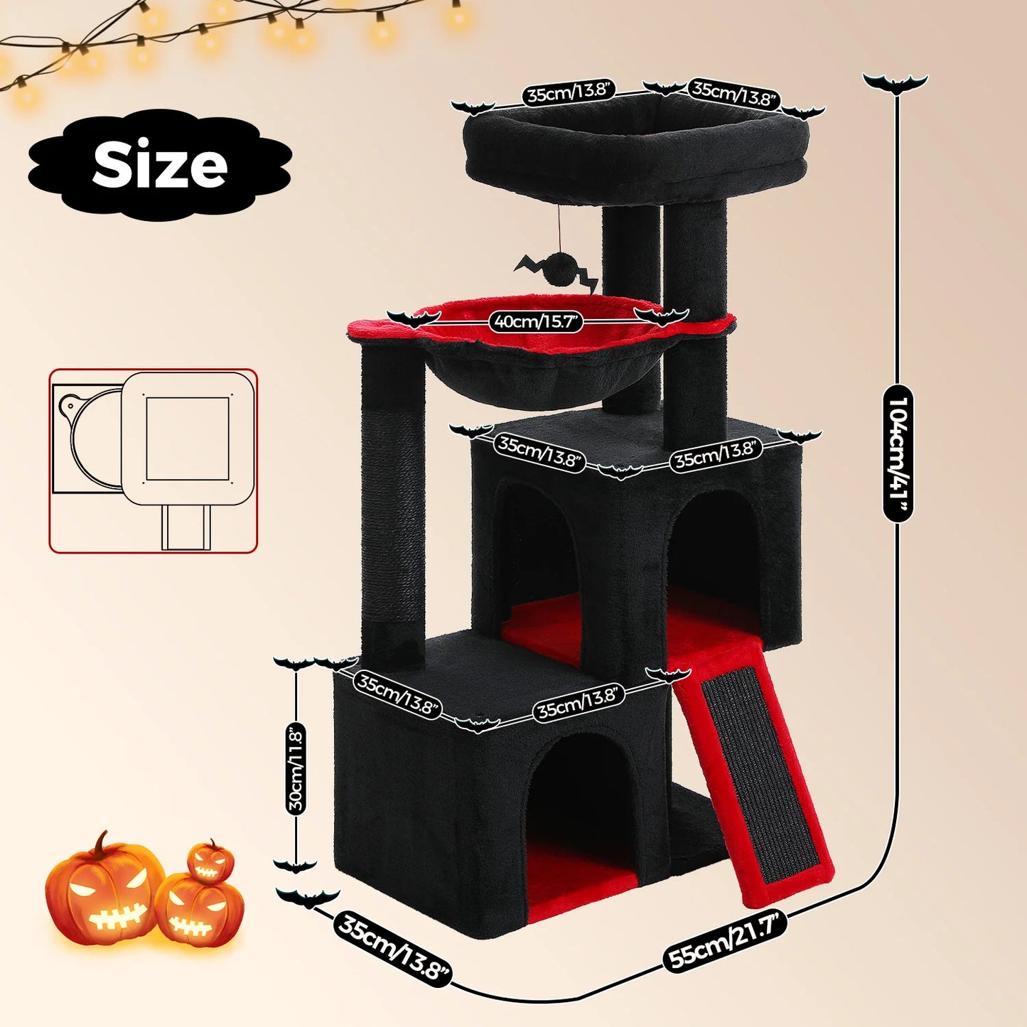 Large Cat Tree for Indoor Cats, Multi-Level Cat Tower with Scratching Post