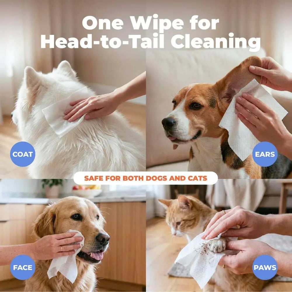 100 Count Dog Wipes: Large Size for Cleaning, Deodorizing, and Gentle Care with Lavender & Vitamin E