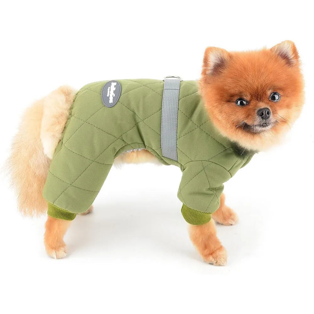 Winter Thick Fleece Dog Snowsuit for Small Dogs Cat Boy Puppy Soft Warm Full Body Jacket Coats with D-Ring 4-Legged Pet Clothes