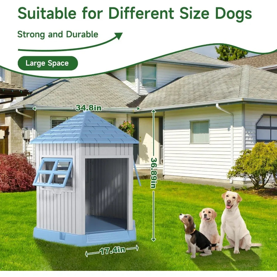 Large Outdoor Dog House: Durable, Water-Resistant Resin, Dog House Designed for Small to Large Dogs